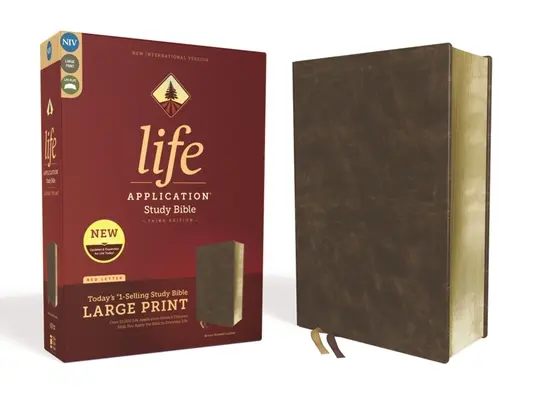 Niv, Life Application Study Bible, wydanie trzecie, duży druk, skóra klejona, brązowy, wydanie z czerwonymi literami - Niv, Life Application Study Bible, Third Edition, Large Print, Bonded Leather, Brown, Red Letter Edition