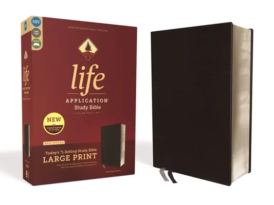 Niv, Life Application Study Bible, wydanie trzecie, duży druk, skóra klejona, czarny, wydanie z czerwonymi literami - Niv, Life Application Study Bible, Third Edition, Large Print, Bonded Leather, Black, Red Letter Edition