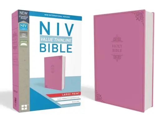 NIV, wartościowa cienka Biblia, duży druk, imitacja skóry, różowa - NIV, Value Thinline Bible, Large Print, Imitation Leather, Pink