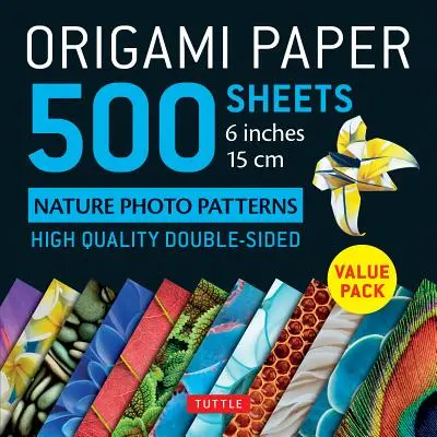 Papier do origami 500 arkuszy Nature Photo Patterns 6 (15 CM): Tuttle Origami Paper: Wysokiej jakości dwustronne arkusze origami z nadrukiem 12 różnych wzorów - Origami Paper 500 Sheets Nature Photo Patterns 6 (15 CM): Tuttle Origami Paper: High-Quality Double-Sided Origami Sheets Printed with 12 Different Des