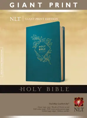 Biblia Święta, Gigantyczny Druk NLT (Czerwona Litera, Skóropodobna, Teal Blue) - Holy Bible, Giant Print NLT (Red Letter, Leatherlike, Teal Blue)