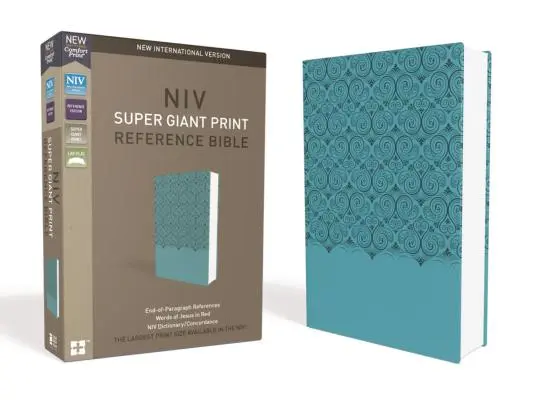 NIV, Super Giant Print Reference Bible, imitacja skóry, niebieska, wydanie z czerwonymi literami - NIV, Super Giant Print Reference Bible, Imitation Leather, Blue, Red Letter Edition
