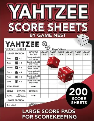 Yahtzee Score Sheets: 200 dużych arkuszy do punktacji 8,5 x 11 kart wyników Yahtzee - Yahtzee Score Sheets: 200 Large Score Pads for Scorekeeping 8.5 x 11 Yahtzee Score Cards