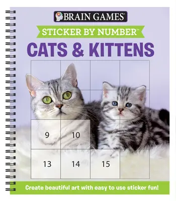 Brain Games - Naklejki według numerów: Cats & Kittens (Easy - Square Stickers): Stwórz piękną sztukę dzięki łatwej w użyciu zabawie z naklejkami! - Brain Games - Sticker by Number: Cats & Kittens (Easy - Square Stickers): Create Beautiful Art with Easy to Use Sticker Fun!