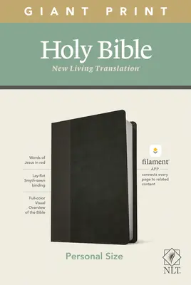 NLT Personal Size Giant Print Bible, Filament Enabled Edition (czerwona litera, skóropodobna, czarna/nyks) - NLT Personal Size Giant Print Bible, Filament Enabled Edition (Red Letter, Leatherlike, Black/Onyx)