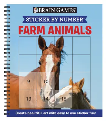 Brain Games - Naklejki według numerów: Farm Animals (Easy - Square Stickers): Stwórz piękną sztukę dzięki łatwej w użyciu zabawie z naklejkami! - Brain Games - Sticker by Number: Farm Animals (Easy - Square Stickers): Create Beautiful Art with Easy to Use Sticker Fun!