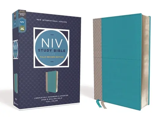 Biblia do studiowania NIV, w pełni poprawione wydanie, skóra miękka, turkusowy/szary, czerwona litera, wygodny druk - NIV Study Bible, Fully Revised Edition, Leathersoft, Teal/Gray, Red Letter, Comfort Print