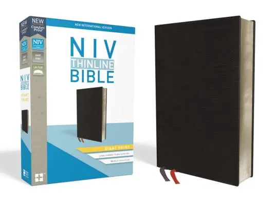 NIV, Kieszonkowa Biblia Cienkodrukowa, Olbrzymia czcionka, Skóra klejona, Czarna, Indeksowana, Czerwona Litera Edition - NIV, Thinline Bible, Giant Print, Bonded Leather, Black, Indexed, Red Letter Edition