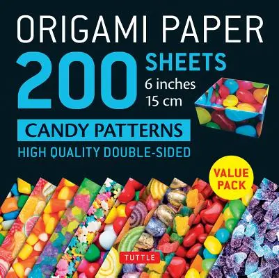 Origami Paper 200 Sheets Candy Patterns 6 (15 CM): Tuttle Origami Paper: Wysokiej jakości dwustronne arkusze origami wydrukowane z 12 różnymi wzorami (I - Origami Paper 200 Sheets Candy Patterns 6 (15 CM): Tuttle Origami Paper: High-Quality Double Sided Origami Sheets Printed with 12 Different Designs (I