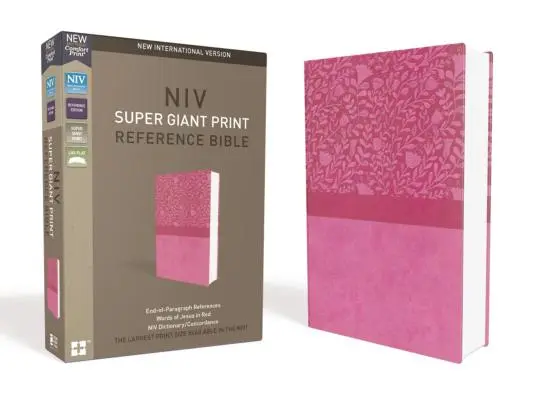 NIV, Super Giant Print Reference Bible, Giant Print, imitacja skóry, różowa, Red Letter Edition - NIV, Super Giant Print Reference Bible, Giant Print, Imitation Leather, Pink, Red Letter Edition