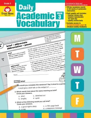 Codzienne słownictwo akademickie, klasa 3 [z foliami] - Daily Academic Vocabulary Grade 3 [With Transparencies]