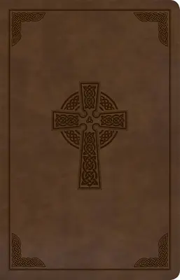 KJV Large Print Personal Size Reference Bible, brązowa skórzana obwoluta z krzyżem celtyckim - KJV Large Print Personal Size Reference Bible, Brown Celtic Cross Leathertouch