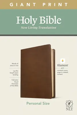 NLT Personal Size Giant Print Bible, Filament Enabled Edition (czerwona litera, skóropodobna, rdzawobrązowa) - NLT Personal Size Giant Print Bible, Filament Enabled Edition (Red Letter, Leatherlike, Rustic Brown)