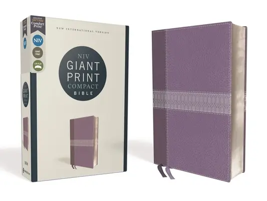 Niv, Giant Print Compact Bible, skórzana miękka, fioletowa, wydanie z czerwonymi literami, wygodny druk - Niv, Giant Print Compact Bible, Leathersoft, Purple, Red Letter Edition, Comfort Print