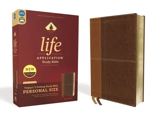 Niv, Life Application Study Bible, wydanie trzecie, rozmiar osobisty, Leathersoft, brązowy, Red Letter Edition - Niv, Life Application Study Bible, Third Edition, Personal Size, Leathersoft, Brown, Red Letter Edition