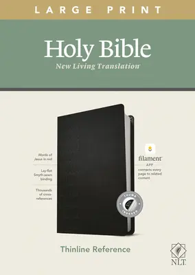 NLT Large Print Thinline Reference Bible, Filament Enabled Edition (czerwona litera, skóropodobna, czarna, z indeksem) - NLT Large Print Thinline Reference Bible, Filament Enabled Edition (Red Letter, Leatherlike, Black, Indexed)