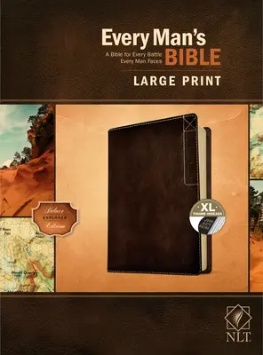 Biblia każdego mężczyzny NLT, duży druk, Deluxe Explorer Edition (skóropodobna, rdzawobrązowa, z indeksem) - Every Man's Bible Nlt, Large Print, Deluxe Explorer Edition (Leatherlike, Rustic Brown, Indexed)