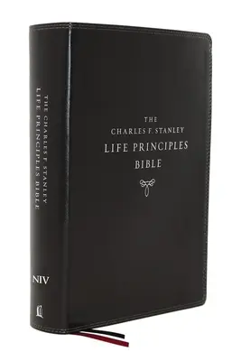 Biblia Niv, Charles F. Stanley Life Principles Bible, wyd. 2, skórzana miękka, czarna, indeksowana kciukiem, wygodny druk: Biblia Święta, Nowa Wersja Międzynarodowa - Niv, Charles F. Stanley Life Principles Bible, 2nd Edition, Leathersoft, Black, Thumb Indexed, Comfort Print: Holy Bible, New International Version