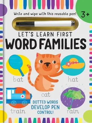 Uczmy się: Word Families (Write and Wipe): (Wczesne umiejętności czytania, Zeszyt ćwiczeń do pisania liter, Kontrola pióra) - Let's Learn: Word Families (Write and Wipe): (Early Reading Skills, Letter Writing Workbook, Pen Control)