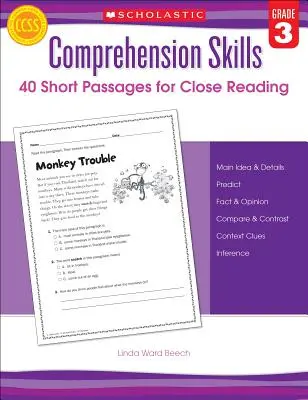 Umiejętności czytania ze zrozumieniem: 40 krótkich fragmentów do uważnego czytania: Klasa 3 - Comprehension Skills: 40 Short Passages for Close Reading: Grade 3