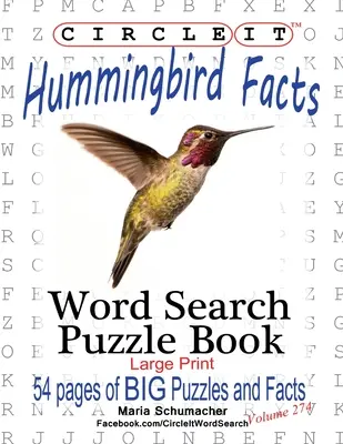 Zakreśl kółko, fakty o kolibrach, wyszukiwanie słów, książka z łamigłówkami - Circle It, Hummingbird Facts, Word Search, Puzzle Book