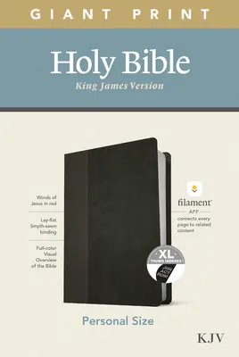 Biblia KJV Personal Size Giant Print Bible, wydanie z obsługą filamentu (skóropodobna, czarna/nyksowa, z indeksem) - KJV Personal Size Giant Print Bible, Filament Enabled Edition (Leatherlike, Black/Onyx, Indexed)
