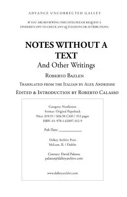 Notatki bez tekstu i inne pisma - Notes Without a Text and Other Writings