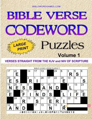 Biblijne łamigłówki ze słowami-kodami, tom 1: 60 nowych biblijnych łamigłówek ze słowami-kodami w miękkiej oprawie z dużym drukiem - Bible Verse Codeword Puzzles Vol.1: 60 New Bible Verse Codeword Puzzles in Large Print Paperback