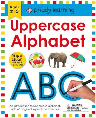 Wipe Clean Workbook: Wielkie litery alfabetu (oprawa spiralna): Wiek 3-6 lat; Do wycierania z długopisem i kartami ćwiczeń - Wipe Clean Workbook: Uppercase Alphabet (Enclosed Spiral Binding): Ages 3-6; Wipe-Clean with Pen & Flash Cards