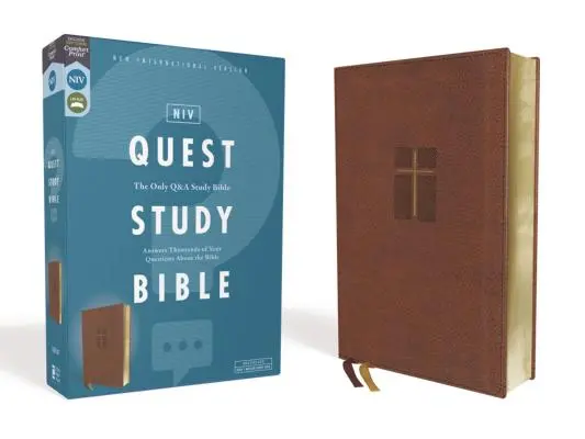 Niv, Quest Study Bible, Leathersoft, Brown, Comfort Print: Jedyna Biblia do studiowania pytań i odpowiedzi - Niv, Quest Study Bible, Leathersoft, Brown, Comfort Print: The Only Q and A Study Bible