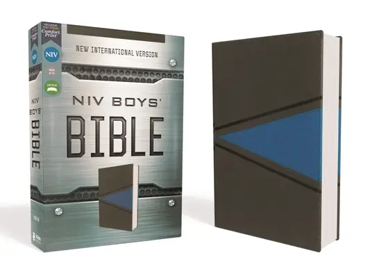 Niv, Biblia dla chłopców, skóra miękka, szary/niebieski, wygodny nadruk - Niv, Boys Bible, Leathersoft, Gray/Blue, Comfort Print