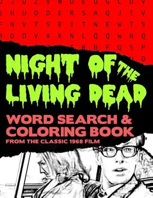 Night of the Living Dead: Zombie Horror Movie Word Search Finder Puzzle And Grayscale Coloring Pages Activity Book Large Print Size Black White