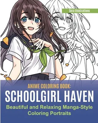 Kolorowanka Anime: School Girl Haven. Piękne i relaksujące portrety do kolorowania w stylu manga - Anime Coloring Book: School Girl Haven. Beautiful and Relaxing Manga-Style Coloring Portraits