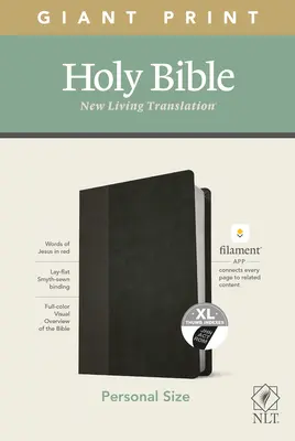 NLT Personal Size Giant Print Bible, Filament Enabled Edition (czerwona litera, skóropodobna, czarna/nyksowa, z indeksem) - NLT Personal Size Giant Print Bible, Filament Enabled Edition (Red Letter, Leatherlike, Black/Onyx, Indexed)