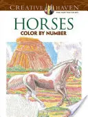 Konie Koloruj według numerów Kolorowanka - Horses Color by Number Coloring Book