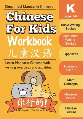Chiński dla dzieci zeszyt ćwiczeń: Chiński mandaryński dla przedszkolaków w wieku 5-6 lat - Chinese For Kids Workbook: Kindergarten Mandarin Chinese Ages 5-6