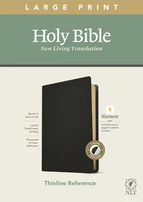 NLT Large Print Thinline Reference Bible, Filament Enabled Edition (czerwona litera, prawdziwa skóra, czarna, z indeksem) - NLT Large Print Thinline Reference Bible, Filament Enabled Edition (Red Letter, Genuine Leather, Black, Indexed)
