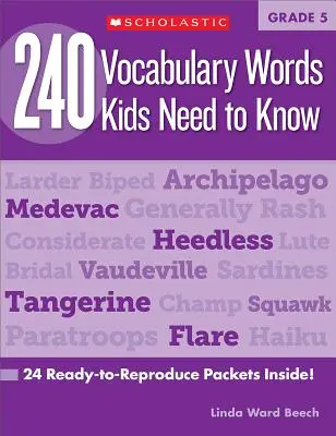 240 słówek, które dzieci muszą znać: Klasa 5: 24 gotowe do odtworzenia pakiety w środku! - 240 Vocabulary Words Kids Need to Know: Grade 5: 24 Ready-To-Reproduce Packets Inside!