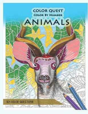 Color Quest Color by Number Animals: Kolorowanka dla dorosłych Jumbo dla złagodzenia stresu - Color Quest Color by Number Animals: Jumbo Adult Coloring Book for Stress Relief