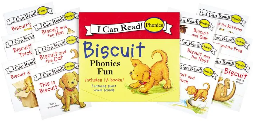Biscuit 12-Book Phonics Fun!: Zawiera 12 miniksiążeczek z krótkimi i długimi samogłoskami - Biscuit 12-Book Phonics Fun!: Includes 12 Mini-Books Featuring Short and Long Vowel Sounds