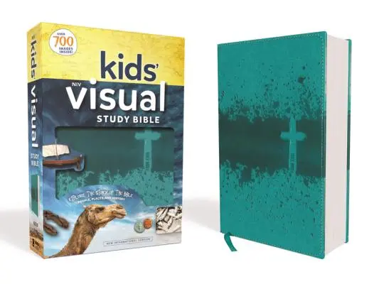 Niv, Biblia wizualna dla dzieci, skórzana miękka, turkusowa, wnętrze w pełnym kolorze: Poznaj historię Biblii - ludzi, miejsca i historię - Niv, Kids' Visual Study Bible, Leathersoft, Teal, Full Color Interior: Explore the Story of the Bible---People, Places, and History