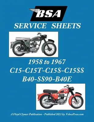 Karty serwisowe BSA C15-C15t-C15s-C15ss-B40-Ss90-B40e 1958-1967 - BSA C15-C15t-C15s-C15ss-B40-Ss90-B40e 'Service Sheets' 1958-1967