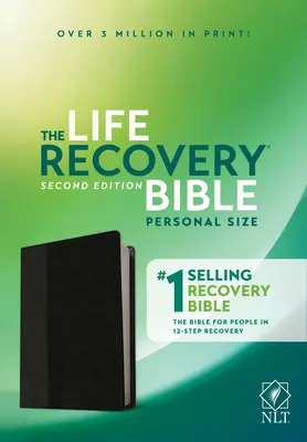 NLT Life Recovery Bible, wydanie drugie, rozmiar osobisty (skóropodobny, czarny/nyks) - NLT Life Recovery Bible, Second Edition, Personal Size (Leatherlike, Black/Onyx)