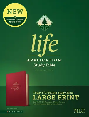 NLT Life Application Study Bible, wydanie trzecie, duży druk (czerwona litera, skóropodobna, jagodowa) - NLT Life Application Study Bible, Third Edition, Large Print (Red Letter, Leatherlike, Berry)