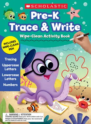 Zeszyt ćwiczeń do nauki pisania i rysowania dla przedszkolaków - Pre-K Trace & Write Wipe-Clean Activity Book