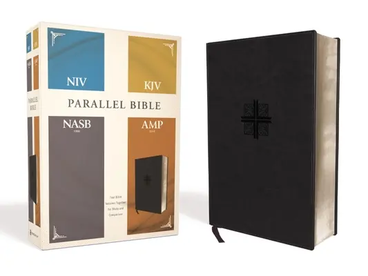 Niv, Kjv, Nasb, Amplified, Parallel Bible, Leathersoft, Black: Cztery wersje Biblii razem do studiowania i porównywania - Niv, Kjv, Nasb, Amplified, Parallel Bible, Leathersoft, Black: Four Bible Versions Together for Study and Comparison