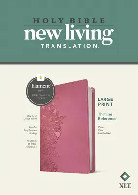 NLT Large Print Thinline Reference Bible, Filament Enabled Edition (czerwona litera, skóropodobna, różowa piwonia) - NLT Large Print Thinline Reference Bible, Filament Enabled Edition (Red Letter, Leatherlike, Peony Pink)