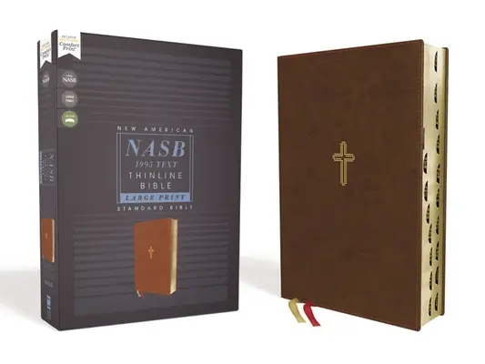 Nasb, Biblia cienkiego druku, duży druk, skórzana miękka, brązowa, wydanie z czerwonymi literami, tekst z 1995 r., indeksowany kciukiem, wygodny druk - Nasb, Thinline Bible, Large Print, Leathersoft, Brown, Red Letter Edition, 1995 Text, Thumb Indexed, Comfort Print