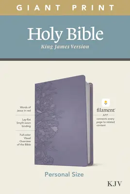 KJV Personal Size Giant Print Bible, wydanie z obsługą filamentu (skóropodobne, piwonia lawendowa) - KJV Personal Size Giant Print Bible, Filament Enabled Edition (Leatherlike, Peony Lavender)
