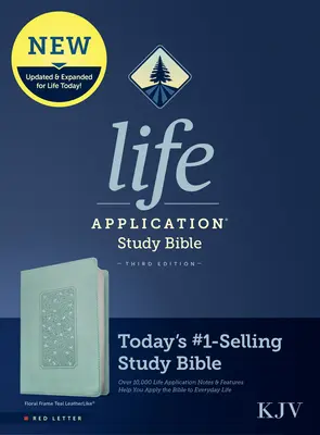 KJV Life Application Study Bible, wydanie trzecie (czerwone litery, skóropodobne, teal z kwiatową ramką) - KJV Life Application Study Bible, Third Edition (Red Letter, Leatherlike, Floral Frame Teal)